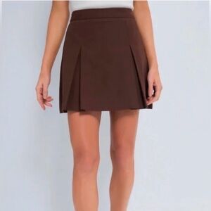 Hyacinth House Tuckernuck Pleated Skirt in Brown, Plus / Curvy size XXL